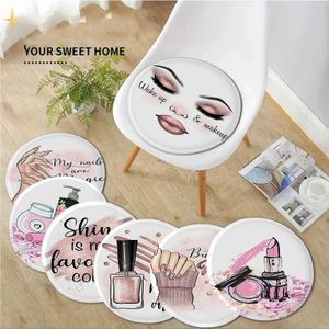 Trendy Beauty Nail Salon Luxury Lipstick Square Dining Chair Cushion Circular Decoration Seat For Office Desk Mat 231221