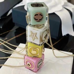 Very cute Dice Pendant Necklaces Designer for Women mens Gold Chain Necklace luxury Jewelry Inscribes letters figures necklaces Never Fade 5 colors to choose from