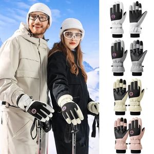 Vintervattentät cykelhandskar Sport som kör motorcykel Ski Touch Screen Fleece Gloves Icke-halk Varma fulla fingrar Skidhandskar 231220