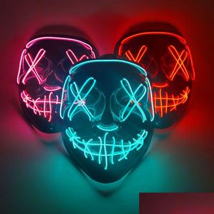 Andra evenemangsfestleveranser Cosmask Halloween Neon Mask LED -masker Masquerade Light Glow in the Dark Funny Cosplay Costume Drop Deli Dhfly