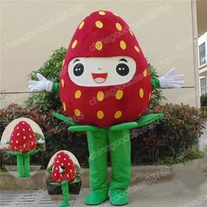 Jul Red Strawberry Mascot Costume Halloween Fancy Party Dress Cartoon Character Outfit Suit Carnival Adults Storlek Födelsedag utomhusdräkt