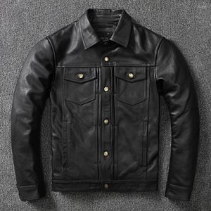 Men's Jackets Spring Calfskin Top Layer Leather Coat Lapel Short Jacket Motorcycle
