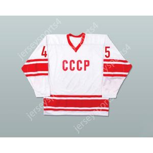 Custom White Donald Trump 45 CCCP Russia Team Hockey Jersey False Notizie Nuove migliori cuci
