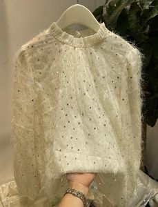 Frauen Blusen Luxus Stil Perlen Pailletten Stich Quaste Shirts Für 2024 Frühling Herbst High-end-Langarm Top Trend