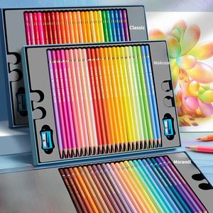 Renkli Kalemler Seti Kutulu Yağ Tabanlı Yumuşak Morandi Profesyonel Resim Sanat Renk Boya Fırçaları 24/36/48 Renkler 231220