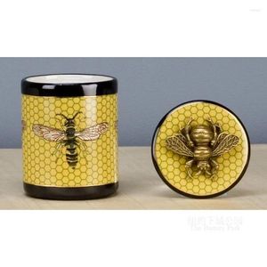 Dekoracyjne figurki pszczoły skarb skarbowy ceramiczne miedziane stopy małe wykwintne miejsce do przechowywania