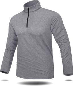 Magnivit Men's 1/4 Zip Running Camisas Pullover de Manga Longa de Lão de Lão de Desempenho Alinhado Camisas Ativas Tops