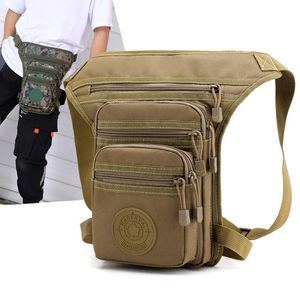 Male Hip Thigh Fanny Pack Military Camouflage Motorcycle Rider MultiPockets Shoulder Bags High Quality Men Nylon Waist Leg Bag 231220