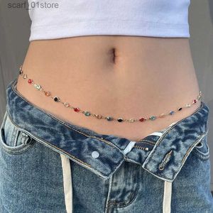 Waist Chain Belts Bikini Belly Chain Jewelry For Women Round Rhinestone Metal Waist Chain Sweet Romantic Fashion Bo Chain Clothing AccessoriesL231221