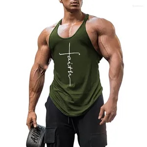 Men's Tank Tops Gym Running Cotton Singlets Canotte Bodybuilding Stringer Top Men Fitness Shirt Muscle Guys Sleeveless Vest Tanktop