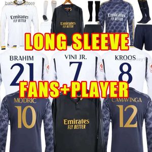 Hayranlar Tees 2324 Real Madrids Uzun Kollu Bellingham Futbol Forması 2023 Modric Alaba Vini Jr Gömlek Rodrygo Valverde Tchouameni Arda Guler Kroos Futbol Uni