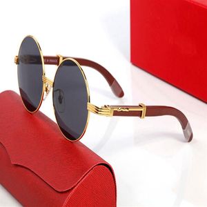 Óculos de sol clássicos de designer masculino para mulheres Big Round Gold Gold Frame Frame Fixed Sunglass Oval Goggle Man Woman Vintage Brand Eyeglass W304N