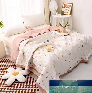 Blanket Simple Retro Style Series Washed Cotton Linen Double Layer Yarn Bedspread