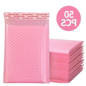 50pcs torebki bąbelkowe pocztą wyściełane koperty Pearl Film Prezent Prezent Present Mail Commerope Bag na książkę magazyn wyłożony self self self różowy ejjqd