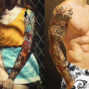 Full arm tattoo stickers for men and women, full waterproof stickers, large picture flower set, temporary