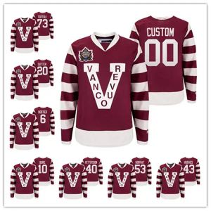 Vancouver Canucks 33 H.Sedin Hockey Jersey Millionaires Heritage Burgundy Bo Horvat Quinn Hughes Elias Pettersson Vintage Pavel Bure