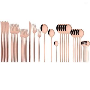 Sets Geschirr-Sets Drmfiy 36-teiliges Set Abendessen Küche Geschirr Roségold Messer Gabel Löffel Besteck Spiegel Edelstahl Besteck