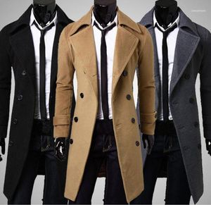 Men039S Blazer Jackets Winter Men Slim Stylish Trench płaszcz z podwójnym piersią długą kurtkę Parka Plus w kurtkach 19789057