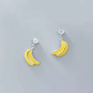 Stud Earrings MloveAcc Solid 925 Sterling Silver Cute Fashion Fruit Banana Shape Jewelry For Women Girl