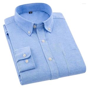 Mäns casual skjortor affärer långärmad oxford solid mode tröja regelbundet fit knapp-ner krage tjockt arbete manlig social