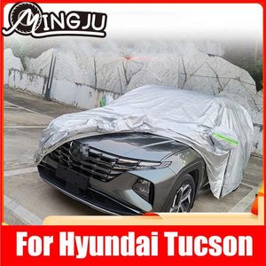 يغطي الأغطية الكاملة Rain Frost Snow Dust Protect Cover Cover Extrable Cover Anti UV لـ Hyundai Tucson 2021 NX4HKD230628