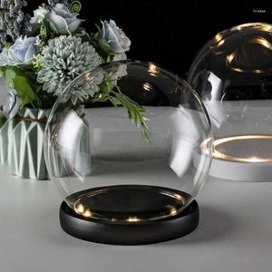 Bottles Different Size Round Glass Dome Vase Home Decoration Luminous Black Base Cover Friend Birthday Wedding Souvenir