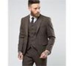 2018 Neue maßgefertigte Tweed -Anzüge Männer formelle Skinny Wedding Tuxedo Gentle Modern Blazer 3 Stück Männer Suits Jackelpantsvest8948797