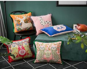 Luxur Designer Pillow Case Classic Animal Flower Pattern Printing Tassel Cushion Cover 4545cm eller 3555cm för hemdekoration och5115592