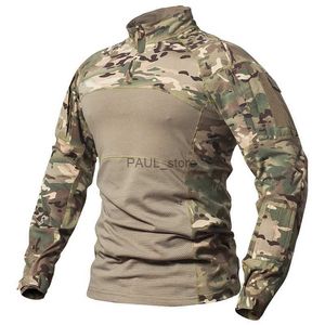 Men's T-Shirts Men's Tactical T-Shirts Military Camouflage Cotton Uniform RU US Soldiers Combat T Shirt Military Multicam Long Sleeve ShirtsL2404