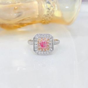Clusterringe ym2023 Gia Fein Schmuck Real 18k Gold 0,35ct Pink Diamonds Hochzeit Engagement weiblich für Frauen Ring TX