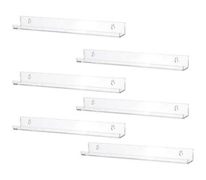 6pcs chiari scaffali galleggianti acrilici invisibili da bagno invisibili da collezione a parete spessa display a parete arredamento per la casa OTH3630525