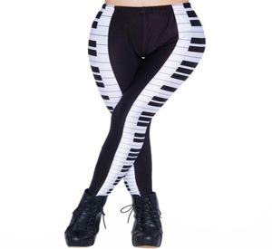 fashion elastic body building Girl sexy Women039s Leggings black pants piano keyboard music notes printed2136435