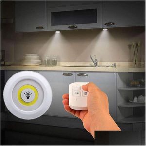 Luci notturne dimmerabili a LED sotto la luce dell'armadio con telecomando Armadi a batteria per armadio Illuminazione del bagno Drop Deliv Dhmr4