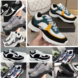 Designer Retro Casual Women Sneakers in pelle scamosciata in pelle in cuoio multicolore e scarpe sportive versatili canali in suole aumentata in pizzo 5