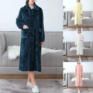 Kvinnors sömnkläder Höstvinter förtjockad extra långa varma kläder Kvinnlig plysch för kvinnor Bridal Party Bathrobe Sleep Lounge Pyjama Kimono