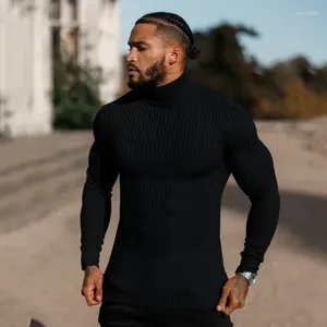 Men's T Shirts Classic Ribbed Knit Round Neck Pullover Men Long Sleeve T-Shirt Sports Fitness Tight Casual Bottom