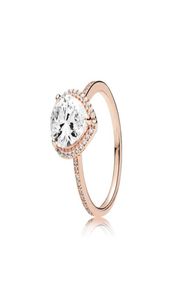 18K Rose Gold Tear Drop Cz Diamond Ring Original Box för 925 Sterling Silver Rings uppsättning för kvinnor Bröllopspresent smycken16468902578212