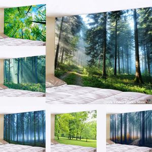 Vacker Natural Forest Printed Large Wall Tapestry Hippie Hanging Bohemian Tapestries Mandala Art Decor 231221