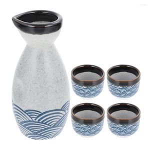 Weingläser, Keramikglas-Set, Sake-Becher, Saki-Kessel, traditionelle Keramik, japanischer feiner Reistopf