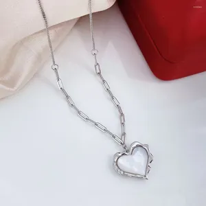 Pendanthalsband 9xl01b Dainty 925 Sterling Silver Heart Necklace Women Girl Fine Jewelry 3 Pieces