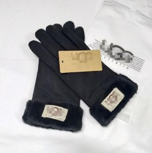 Kvinnliga män läderhandskar fårskinn kvinnliga vinterhandskar varm mjuk läder mode frostskyddsmedel fem finger handske