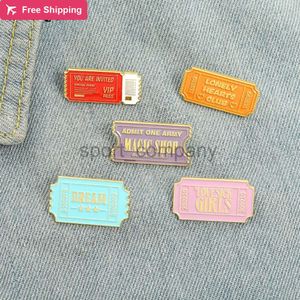 Cartoon Stamp Enamel Brooch Movie Ticket Airfare Lonely Club Invitation Magic Shop Letter Paint Badge Party Jewelry Punk Pins