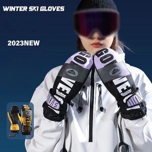 JSJM Zimowe rękawiczki narciarskie mężczyźni na świeżym powietrzu Wodoodporne przeciwpoślizgowe ciepłe rękawiczki Kobiety Ultralight Snowboard Rękawice 231220