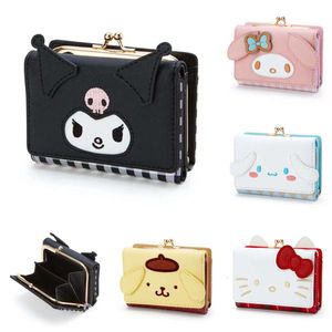 Bonito kawaii carteira dos desenhos animados kuromi anime bolsa de couro do plutônio com zíper fivela titular do cartão envoltório feminino nova carteira cortada casual