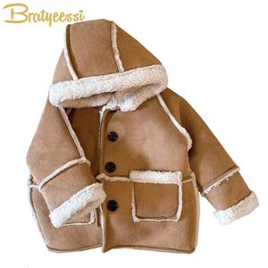 Faux Fur Baby Casaco de inverno Lã Capuz Crianças Crianças Parkas Roupas de roupa de vestuário Espinhe jaquetas quentes para meninos Roupas de meninos 231221