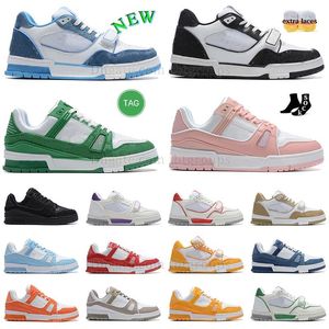 famous dress Shoes Men Luxury Virgil Sneaker Trainer Calfskin High quality White Green Red Blue pink office Platform panda Low loafers Sports office Sneaker 36-45