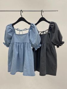 Женские блузки 2023, летние рубашки и модные однотонные свободные рубашки на шнуровке с квадратным вырезом, женский топ с короткими рукавами