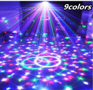 9 цветов 27W Crystal Magic Ball Led Stage Lamp 21Modes Disco Laser Light Party Lights Звуковое управление Рождественский лазерный проектор2203134