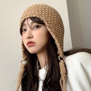 Korean Winter Warm Bomber Hat Women Winter Trooper Y2K Party Ear Protection Skullies Beanies Russian Earflap Caps 231221