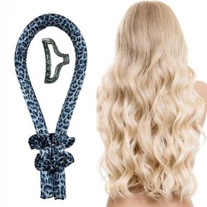 Leopard värmelösa hårrullar curling pannbandstång band curly big wave stick maker lazy curler hårstrån stylingtools mjuk dusch c3173121